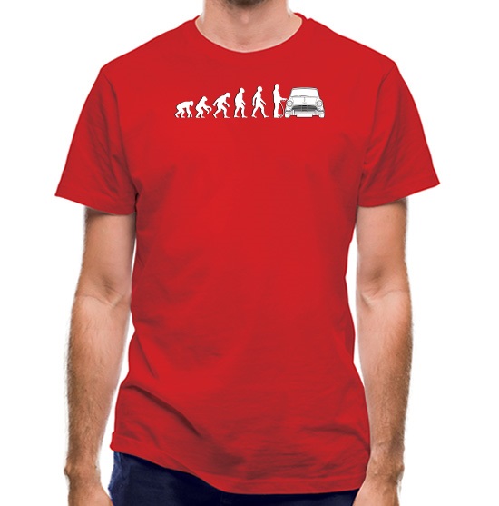 Evolution Of Man Austin Cooper Driver t-shirts
