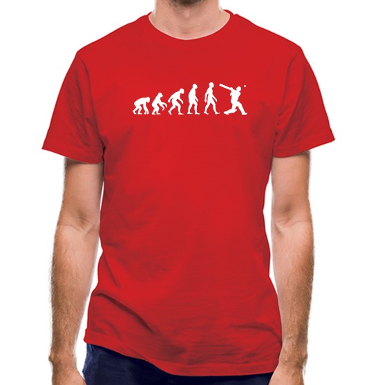 Evolution of Man Cricket Player t-shirts