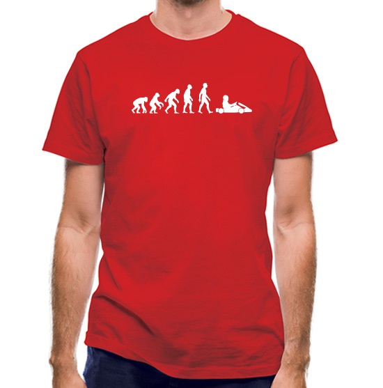 Evolution of Man Go Karting t-shirts