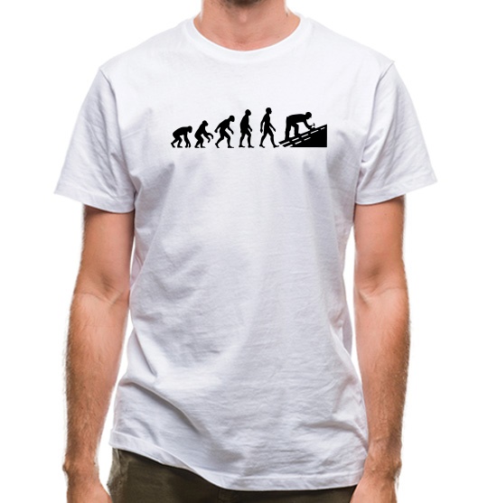 Evolution of Man Roofer t-shirts