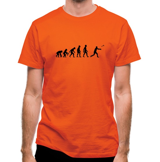 Evolution Of Man Throwing Axe t-shirts