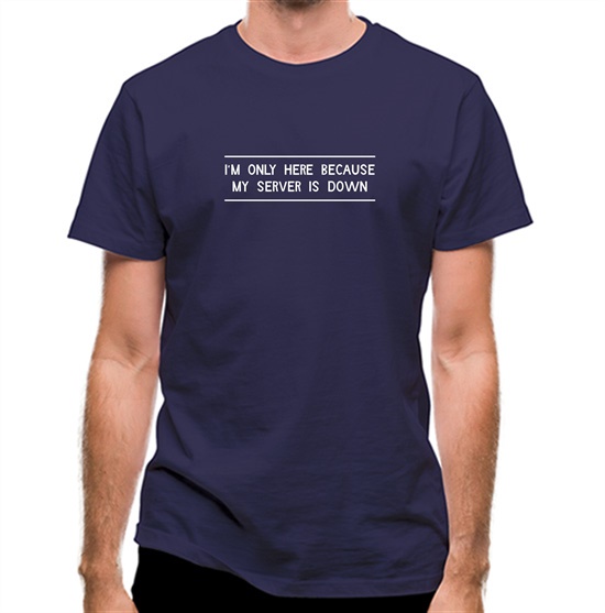 I'm Only Here Because My Server Is Down t-shirts