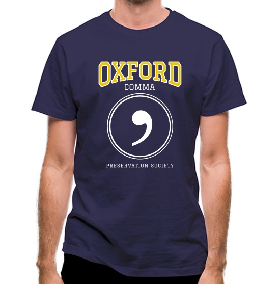 Oxford Comma Preservation Society t-shirts