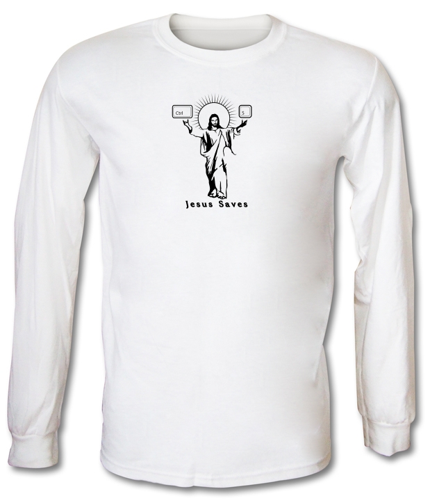 Jesus Saves (Ctrl+S) Long Sleeve T-Shirts