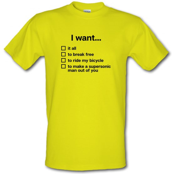 I Want... Queen Lyrics t-shirts
