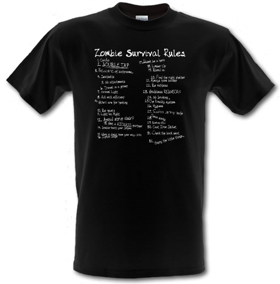 List of Zombie Rules t-shirts