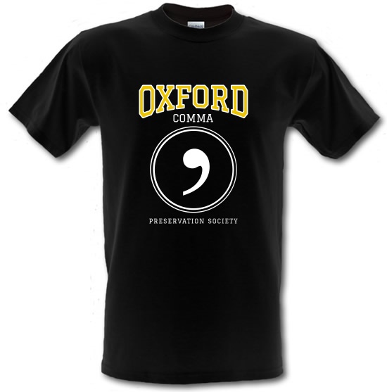 Oxford Comma Preservation Society t-shirts