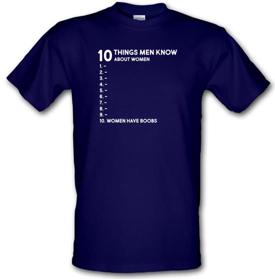 Ten Things Men Know About Women t-shirts