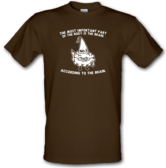 The Most Important Part Of The Body Is The Brain. According To The Brain. t-shirts