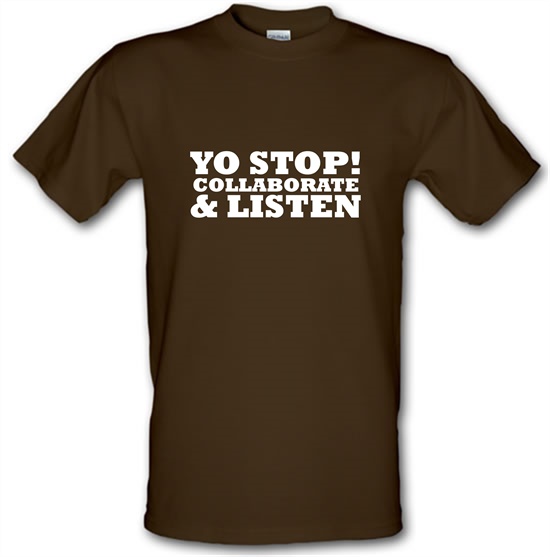 Yo Stop! Collaborate and listen t-shirts
