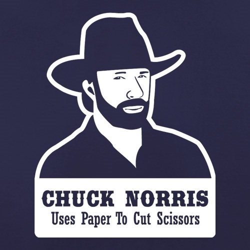 Chuck Norris Uses Paper To Cut Scissors t-shirts
