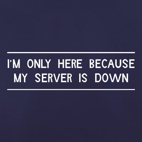 I'm Only Here Because My Server Is Down t-shirts