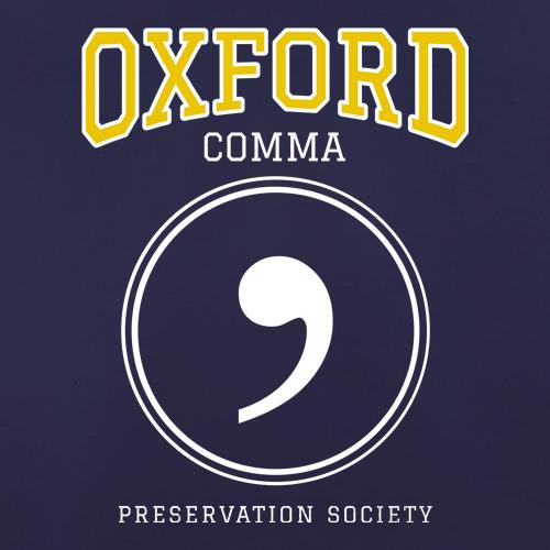 Oxford Comma Preservation Society t-shirts