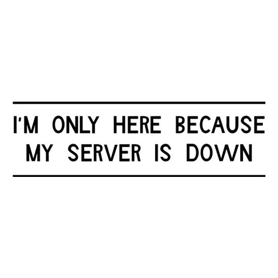I'm Only Here Because My Server Is Down t-shirts