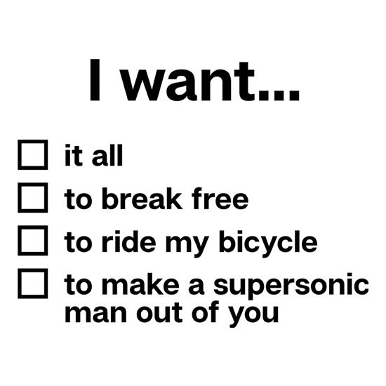 I Want... Queen Lyrics t-shirts