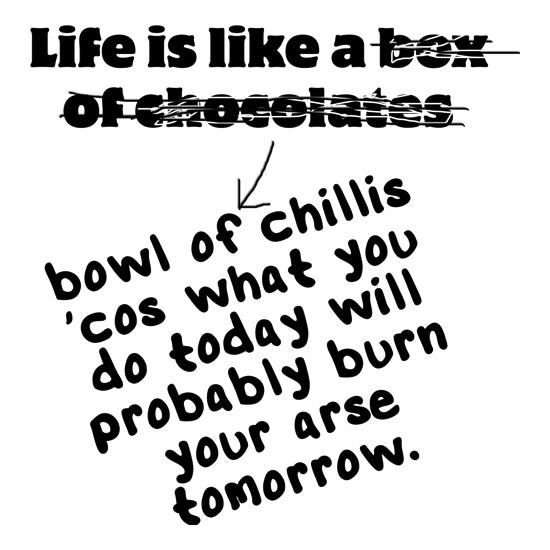 Life is like a bowl of chillies t-shirts