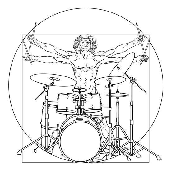 Vitruvian Drummer t-shirts