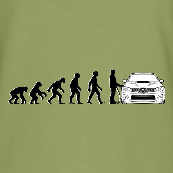 Evolution Of Man Subaru Impreza t-shirts