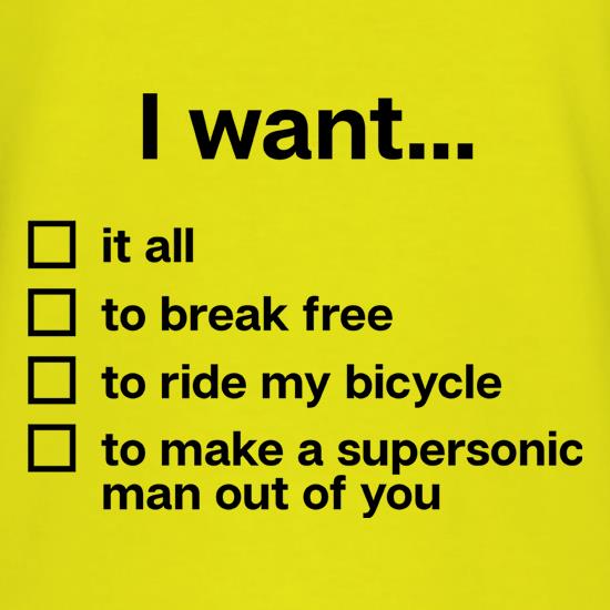 I Want... Queen Lyrics t-shirts