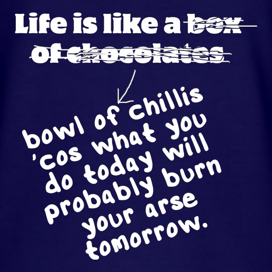 Life is like a bowl of chillies t-shirts