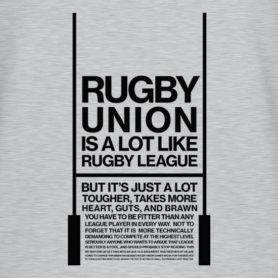 Rugby Unions is a lot like Ruby League but better t-shirts