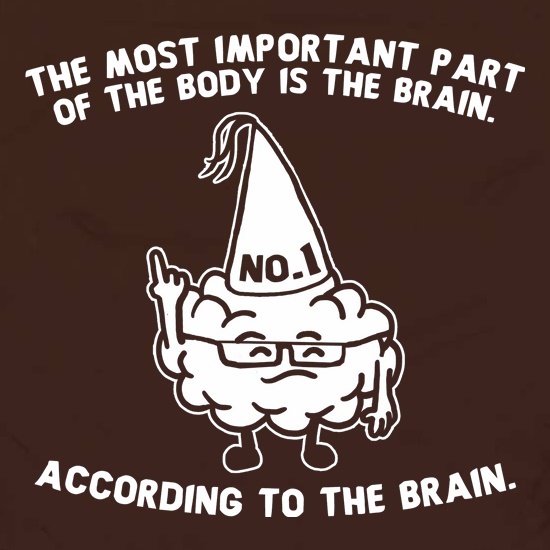 The Most Important Part Of The Body Is The Brain. According To The Brain. t shirt