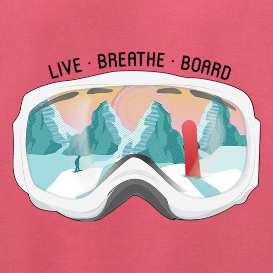 Live. Breathe. Board. t shirt