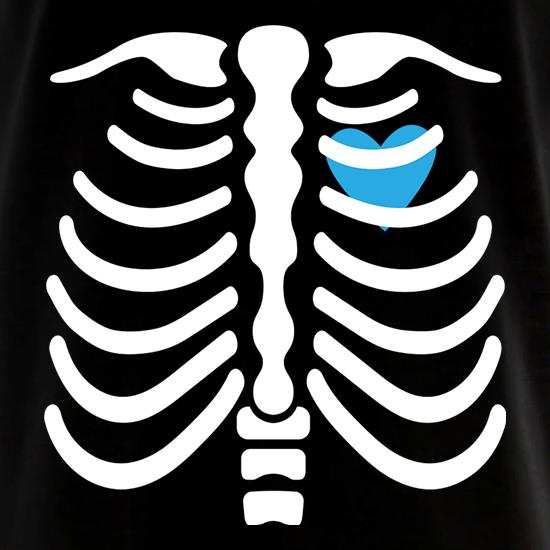 Blue Heart Skeleton t shirt