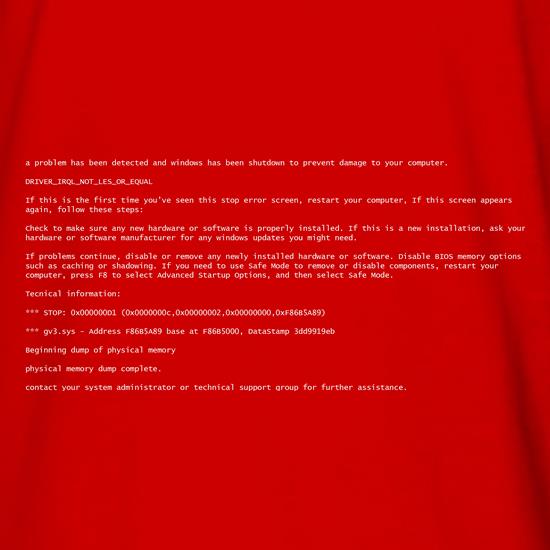 Blue Screen of Death Windows BSOD t shirt