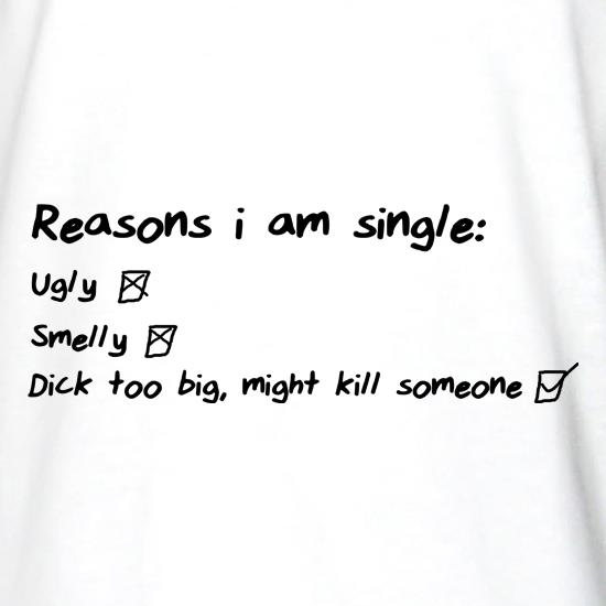Reasons I am Single, Ugly, Smelly, Dick too big, might kill someone t shirt
