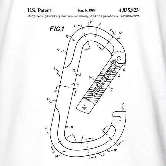 Rock Climbing Carabiner Patent Diagram t shirt