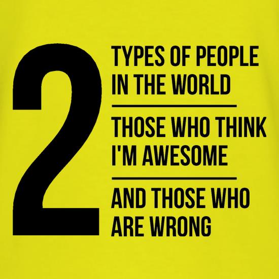2 types of people in this world, those who think I'm awesome and those who are wrong t shirt