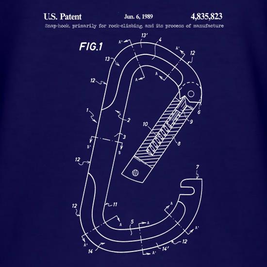 Rock Climbing Carabiner Patent Diagram t shirt