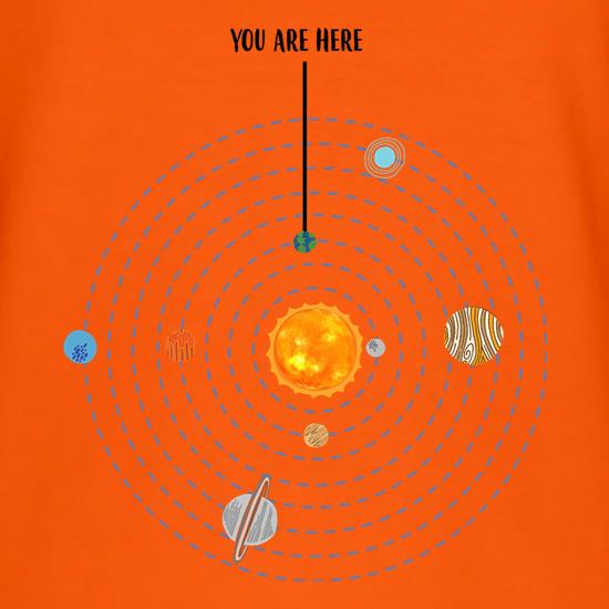 You are Here (Solar System) t shirt